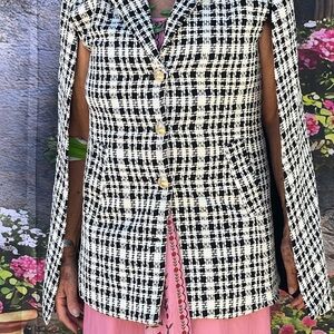 Stylish Black and White Women's Cape/Jacket
